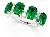 White gold Emerald Cut Emerald Prong-Set Half Eternity Band_19