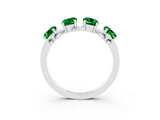 White gold Emerald Cut Emerald Prong-Set Half Eternity Band_21
