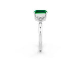 White gold Emerald Cut Emerald Ring with Side Stones and Four-Prong Setting_38