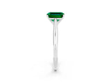 White gold Emerald Cut Emerald Solitaire Engagement Ring with Cathedral Setting and Four-Prong Mount_122