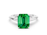 White gold Emerald Cut Emerald Solitaire Engagement Ring with Cathedral Setting and Four-Prong Mount_30