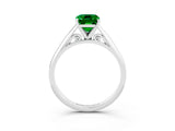 White gold Emerald Cut Emerald Solitaire Engagement Ring with Cathedral Setting and Four-Prong Mount_33