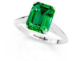White gold Emerald Cut Emerald Solitaire Engagement Ring with Cathedral Setting and Four-Prong Mount_37