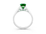 White gold Emerald Cut Emerald Solitaire Engagement Ring with Cathedral Setting and Four-Prong Mount_39