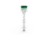 White gold Emerald Cut Emerald Solitaire Engagement Ring with Celtic Knot Band and Four-Prong Setting_2