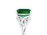 White gold Emerald Cut Emerald Solitaire Engagement Ring with Celtic Knot Band and Four-Prong Setting_5
