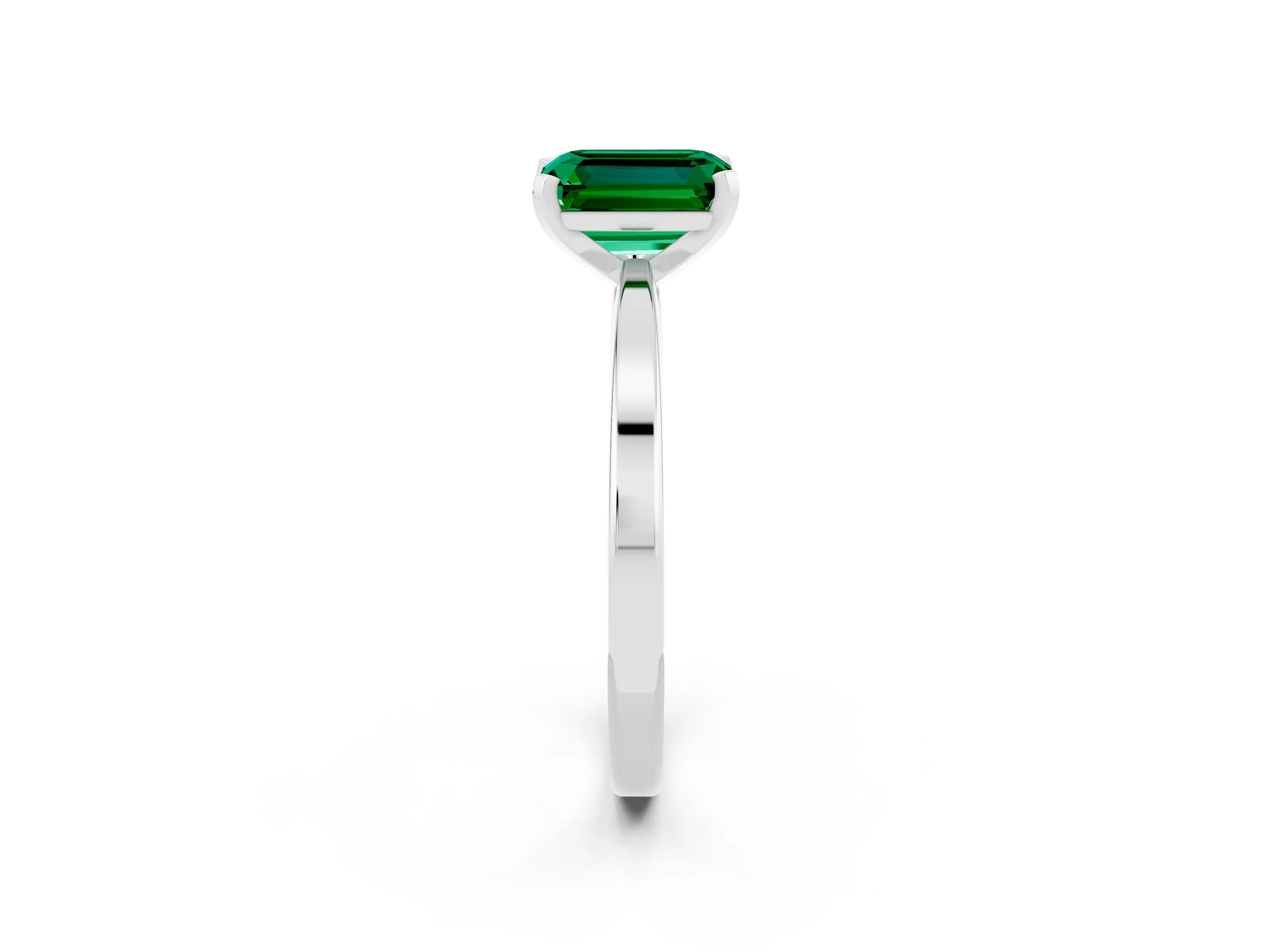 White gold Emerald Cut Emerald Solitaire Engagement Ring with Classic Band and Four-Prong Setting_26