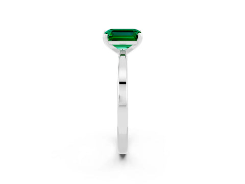 White gold Emerald Cut Emerald Solitaire Engagement Ring with Classic Band and Four-Prong Setting_26