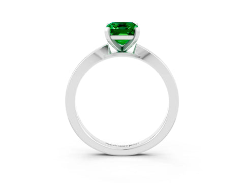 White gold Emerald Cut Emerald Solitaire Engagement Ring with Classic Band and Four-Prong Setting_27
