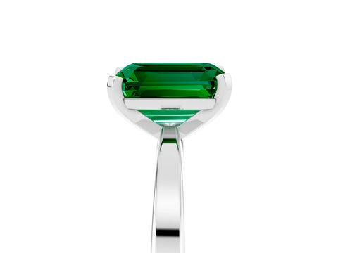 White gold Emerald Cut Emerald Solitaire Engagement Ring with Classic Band and Four-Prong Setting_29