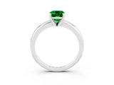 White gold Emerald Cut Emerald Solitaire Engagement Ring with Round Band and Four-Prong Setting_3