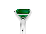 White gold Emerald Cut Emerald Solitaire Engagement Ring with Round Band and Four-Prong Setting_5