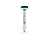 White gold Emerald Cut Emerald Solitaire Pavé Band with Four-Prong Setting_2