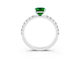 White gold Emerald Cut Emerald Solitaire Pavé Band with Four-Prong Setting_3