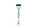 White gold Emerald Cut Emerald Solitaire Pavé Engagement Ring with Round Band and Prong Setting_14