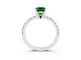 White gold Emerald Cut Emerald Solitaire Pavé Engagement Ring with Round Band and Prong Setting_15