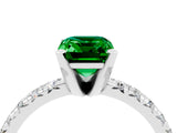 White gold Emerald Cut Emerald Solitaire Pavé Engagement Ring with Round Band and Prong Setting_70