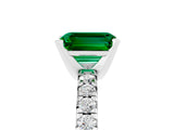 White gold Emerald Cut Emerald Solitaire Pavé Engagement Ring with Round Band and Prong Setting_71