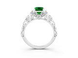 White gold Emerald Cut Emerald Solitaire Ring with Filigree Band and Four-Prong Setting_49