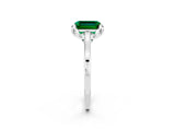 White gold Emerald Cut Emerald Solitaire Ring with Flower Prong Setting and Classic Band_14