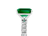 White gold Emerald Cut Emerald Solitaire Ring with Pavé Accents and Four-Prong Setting_5