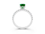 White gold Emerald Cut Emerald Solitaire Ring with Pavé Band and Four-Prong Setting_27