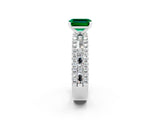 White gold Emerald Cut Emerald Solitaire Ring with Pavé and Channel Set Band_2