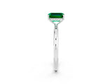 White gold Emerald Cut Emerald Solitaire Ring with Thin Band and Four-Prong Setting_14