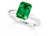 White gold Emerald Cut Emerald Solitaire Ring with Thin Band and Prong Setting_13