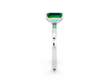 White gold Emerald Cut Emerald Solitaire Ring with Thin Band and Prong Setting_14