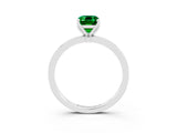 White gold Emerald Cut Emerald Solitaire Ring with Thin Band and Prong Setting_15