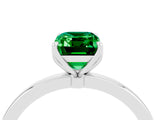 White gold Emerald Cut Emerald Solitaire Ring with Thin Band and Prong Setting_16