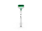 White gold Emerald Cut Emerald Solitaire Ring with Thin Band and Prong Setting_38