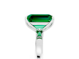 White gold Emerald Cut Emerald Solitaire Ring with Thin Band and Prong Setting_41