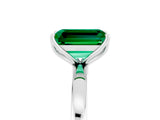 White gold Emerald Cut Emerald Solitaire Ring with Thin Band and Prong Setting_48