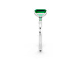 White gold Emerald Cut Emerald Solitaire Ring with Thin Band and Prong Setting_62