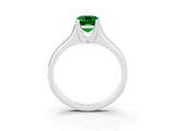 White gold Emerald Cut Emerald Solitaire Ring with Wide Band and Prong Setting_3
