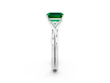 White gold Emerald Cut Emerald Solitaire Twist Band Prong Setting Ring_26
