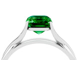 White gold Emerald Cut Emerald Solitaire Twist Band Prong Setting Ring_28