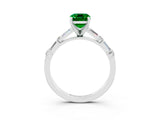 White gold Emerald Cut Emerald Solitaire with Side Baguettes and Channel Set Band_3