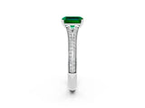 White gold Emerald Cut Emerald Split Shank Engagement Ring with Pavé Band_2
