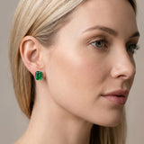 Platinum 0.74 Carat Emerald Emerald Stud Earrings