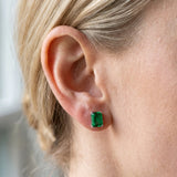 Platinum 0.74 Carat Emerald Emerald Stud Earrings