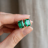 Platinum 0.74 Carat Emerald Emerald Stud Earrings