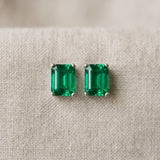 Platinum 0.74 Carat Emerald Emerald Stud Earrings