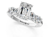White gold Emerald Cut Five-Stone Prong Set Diamond Ring with Classic Band_69