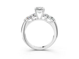 White gold Emerald Cut Five-Stone Prong Set Diamond Ring with Classic Band_71