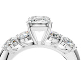 White gold Emerald Cut Five-Stone Prong Set Diamond Ring with Classic Band_72