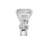 White gold Emerald Cut Five-Stone Prong Set Diamond Ring with Classic Band_73