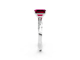 White gold Emerald Cut Garnet Engagement Ring with Side Stone Accents and Four-Prong Setting_29